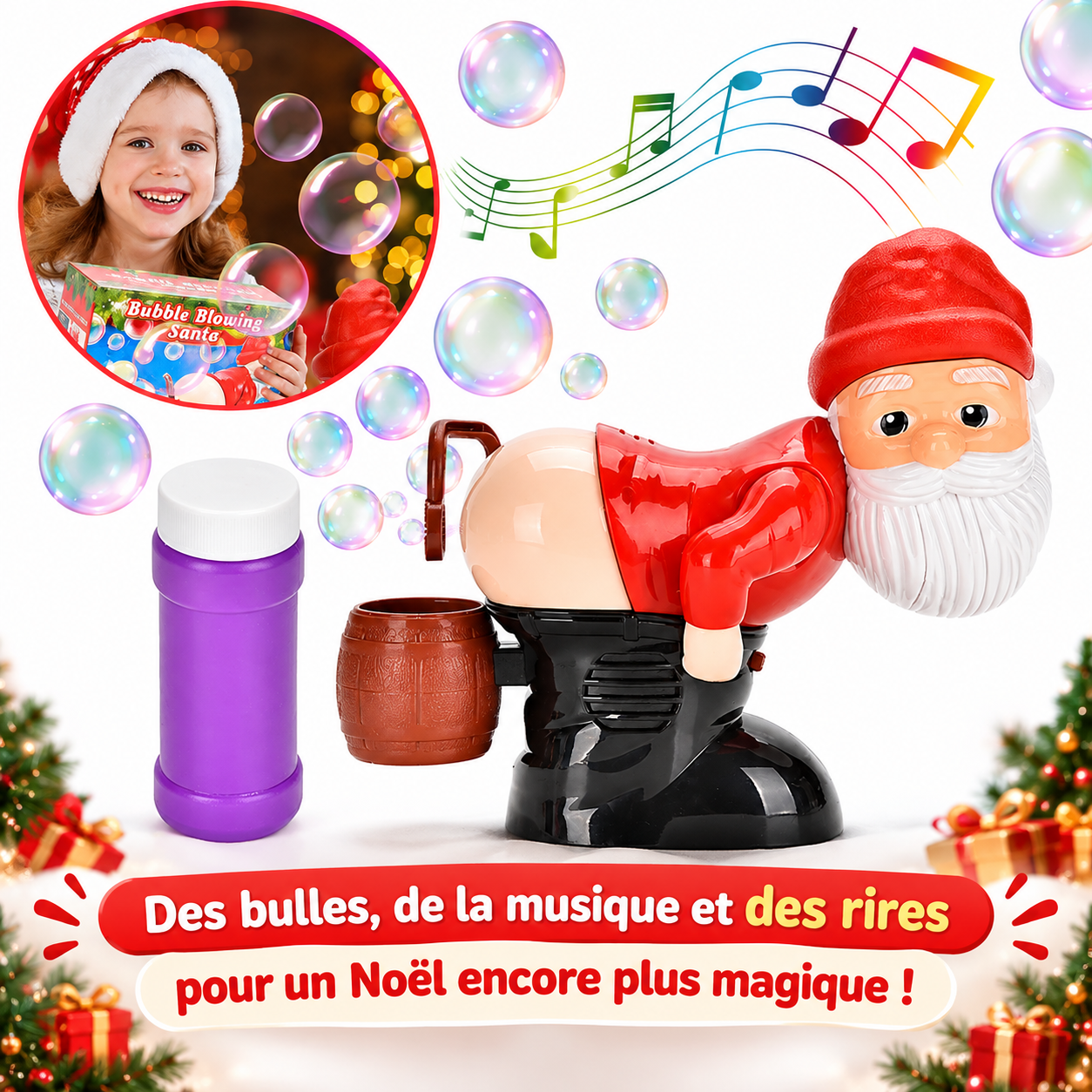BubblyNoël™ – Père Noël à Bulles Magique