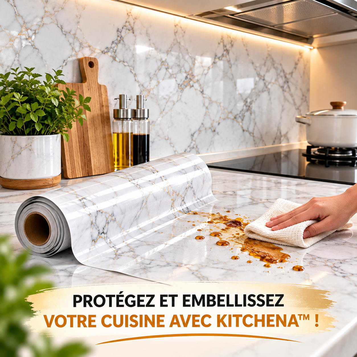 KITCHENA™ - Film Adhésif Imperméable pour Cuisine