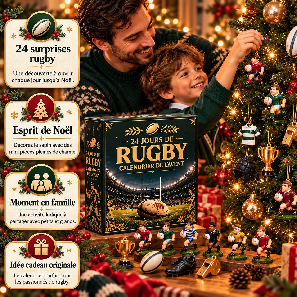 MAILLÉA™ - Calendrier de l’Avent Rugby – 24 Surprises pour Vrais Passionnés