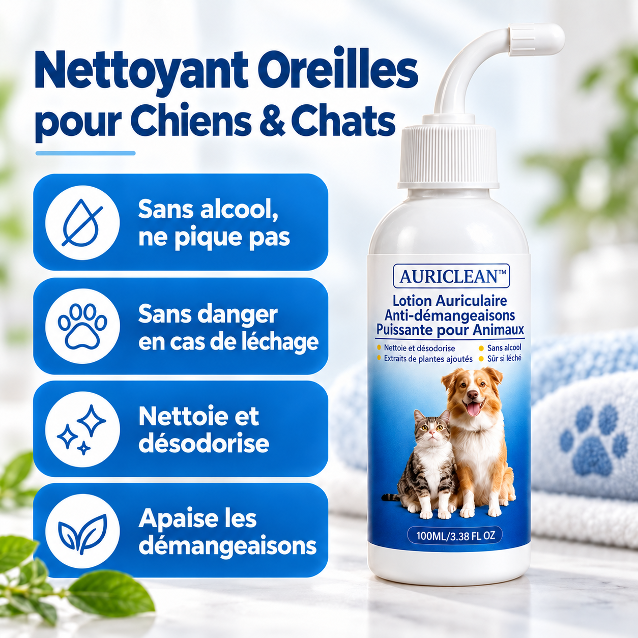 AURICLEAN™ – Nettoyant Oreilles pour Chiens & Chats