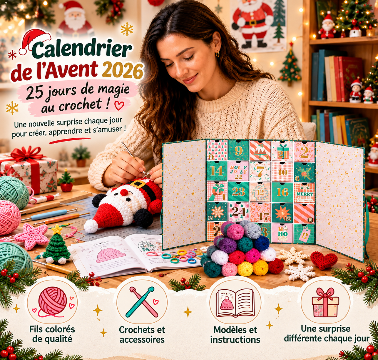 CROCHÉA™ - Calendrier de l’Avent Crochet – 25 Surprises Créatives pour Noël