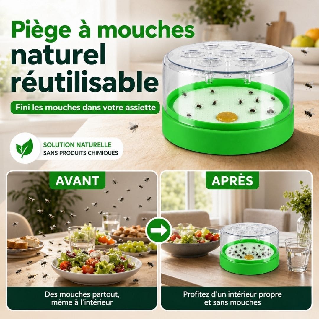 Piège à mouches naturel réutilisable – Fini les mouches dans votre assiette