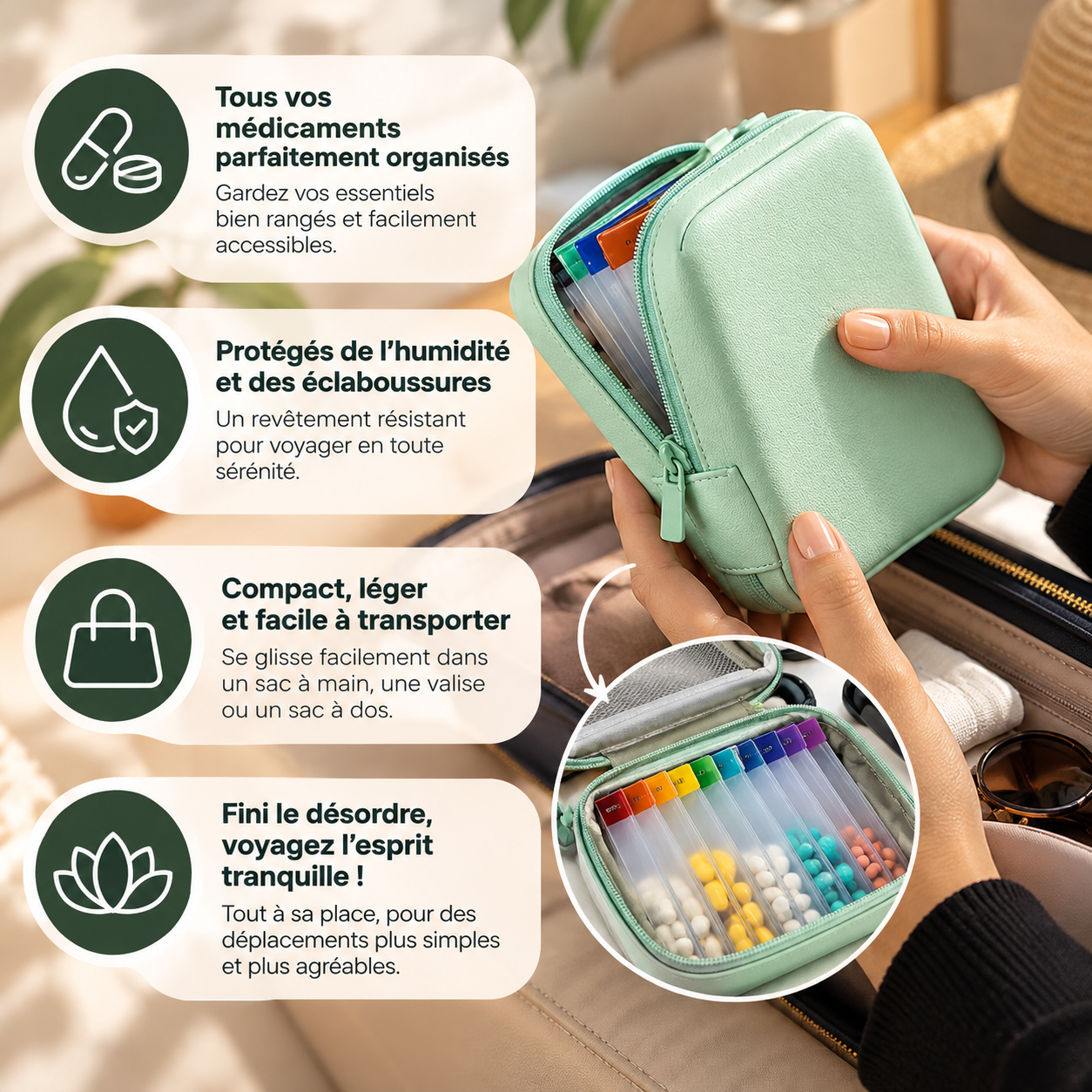 PILORA™ – Pilulier Multifonction pour Médicaments et Accessoires