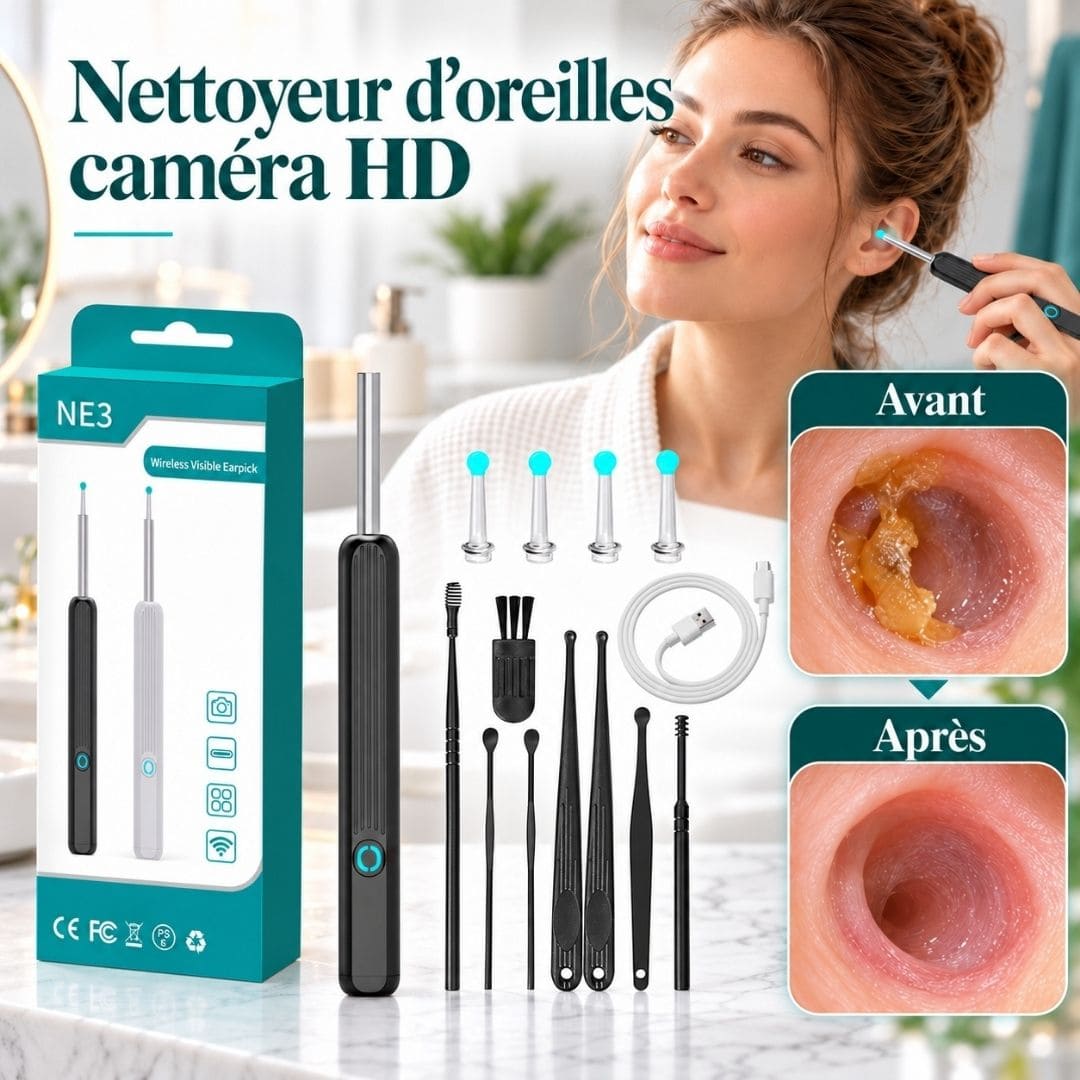Nettoyeur d’oreilles caméra HD – Fini les bouchons de cérumen